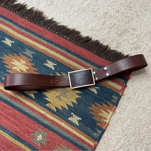 Guess Brown Leather Belt with Metal Buckle Size 38 - Picture 1 of 5